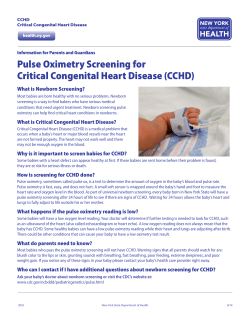 Pulse Oximetry Screening for Critical Congenital Heart Disease (CCHD)