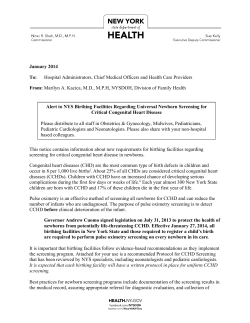 Notice and a Protocol for Critical Congenital Heart Disease Screening (PDF)