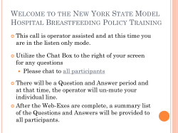 New York State Model Hospital Breastfeeding Policy Training