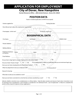 City of Dover Employment Application