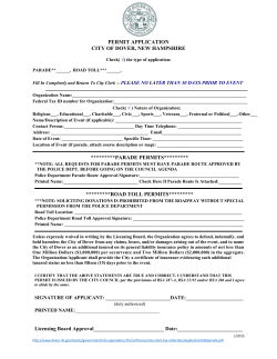 Application Parade or Road Toll