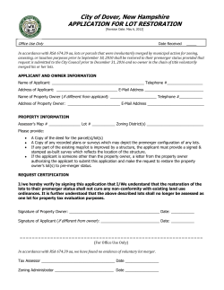 Lot Restoration Application (2012)
