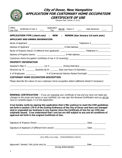 Customary Home Occupation Application (2012)