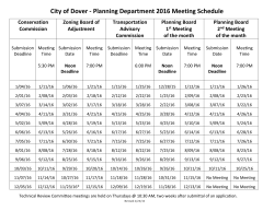 Planning Department Meeting Schedule: 2014