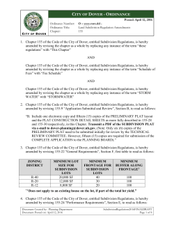 Posted Subdivision of Land Regulation Amendments (2016)