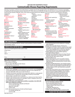 Communicable Disease Reporting Requirements
