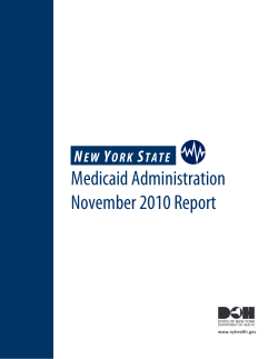 New York State Medicaid Administration November 2010 Report