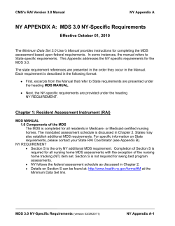 NY Appendix A: MDS 3.0 NY-Specific Requirements