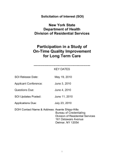 Solicitation of Interest: Participation in a Study of On-Time Quality Improvement for Long Term Care