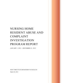 Nursing Home Resident and Complaint Investigation Program Report, January 1, 2013 -December 31, 2013 (New 01/05/16)