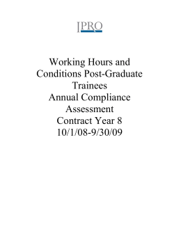 Working Hours and Conditions Post-Graduate Trainees Annual Compliance Report - Contract Year 8 - 10/1/08-9/30/09