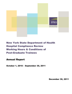 Working Hours and Conditions Post-Graduate Trainees Annual Compliance Report - Contract Year 10 - [10/1/10-9/30/11]