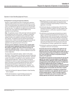 Schedule 8 - Request for Approval of Operator in Good Standing