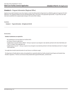 Schedule 6 Program Information (Regional Office)