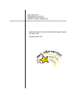 State Performance Plan for the NYS Early Intervention Program FFY 2005 - 2012