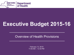 2015-2016 Health Budget Briefing - February 13, 2015 Webinar Presentation