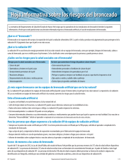 Hoja informativa sobre los riesgos del bronceado