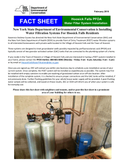 New York State Department of Environmental Conservation is Installing Water Filtration Systems For Hoosick Falls Residents