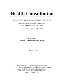 Cayuga County Groundwater Contamination Health Consultation