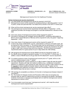 Meningococcal Vaccine Q A for Healthcare Providers