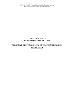 Personal Responsibility Education Program - New York State Department of Health State Plan