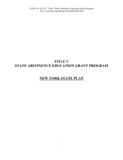Title V State Abstinence Education Grant Program - New York State Department of Health State Plan