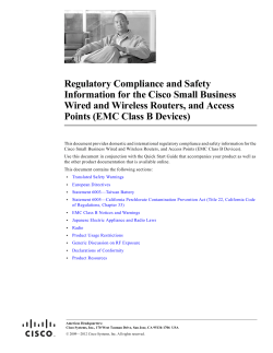 Regulatory Compliance and Safety Information for the Cisco Small Business Routers and Access Points (EMC Class B Devices)