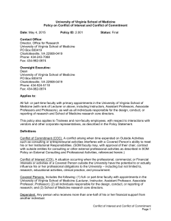School of Medicine Policy on Conflict of Interest and Conflict of Commitment