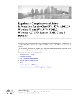 Regulatory Compliance and Safety Information for the Cisco RV132W ADSL2+ Wireless-N