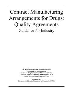 Contract Manufacturing Arrangements for Drugs: Quality Agreements