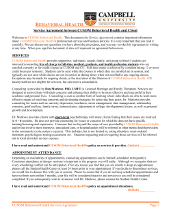 CUSOM Behavioral Health Service Agreement