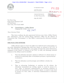 United States Department of Justice The Plea And Offense