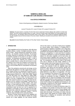 Numerical Modelling of Humid Air Flow around a Porous Body