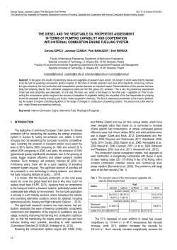 The Diesel and the Vegetable oil Properties Assessment in terms of Pumping Capability and Cooperation with Internal Combustion Engine Fuelling System
