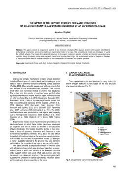 The Impact of the Support System’s Kinematic Structure on Selected Kinematic and Dynamic Quantities  of an Experimental Crane