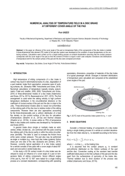 Numerical Analysis of Temperature Field in a Disc Brake at Different Cover Angle of the Pad