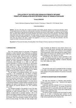 Evaluation of the Fertilizer Granules Strength Obtained from Plate Granulation with Different Angle of Granulation Blade