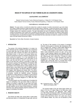 Image of the Surface of Gas Turbine Blade as Diagnostic Signal