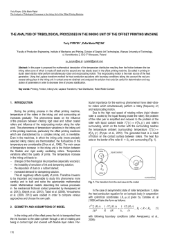 The Analysis of Tribological Processes in the Inking Unit of the Offset Printing Machine