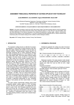 Assessment Tribological Properties of Coatings Applied by HVOF Technology