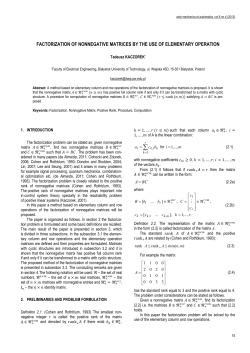 Factorization of Nonnegative Matrices by the Use of Elementary Operation