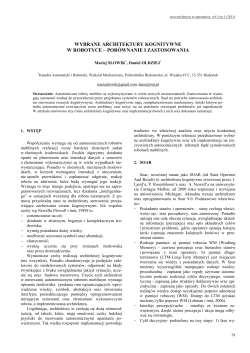 Wybrane architektury kognitywne w robotyce – porównanie i zastosowania