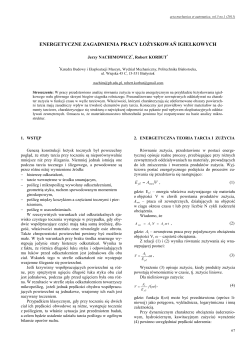 Energetyczne zagadnienia pracy łożyskowań igiełkowych