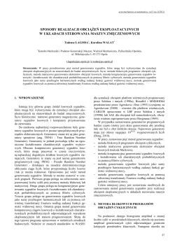 Sposoby realizacji obciążeń eksploatacyjnych w układach sterowania maszyn zmęczeniowych