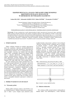 Eksperymentalna analiza trwałości zmęczeniowej krzyżowych złączy spawanych w odniesieniu do&nbsp;wielkości elementu