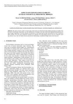 Aspects of Exploitation Stability&nbsp; of Selected Dental Prosthetic Bridges