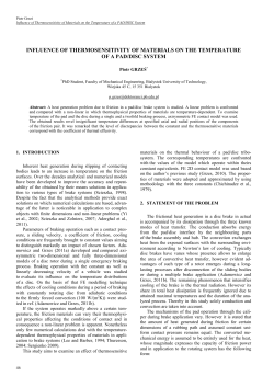Influence of Thermosensitivity of Materials on the Temperature of a PAD/DISC System