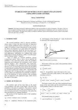 Stabilization of Pendulum in Various Inclinations Using Open-Loop Control