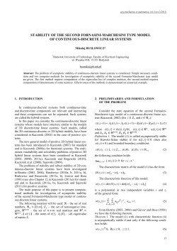 Stability of The Second Fornasini-Marchesini Type Model of Continuous-Discrete Linear Systems