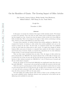 The fraction of cited papers that are at least 10 years older than the paper citing them has increased steadily, from about 28% in 1990 to 36% in 2013